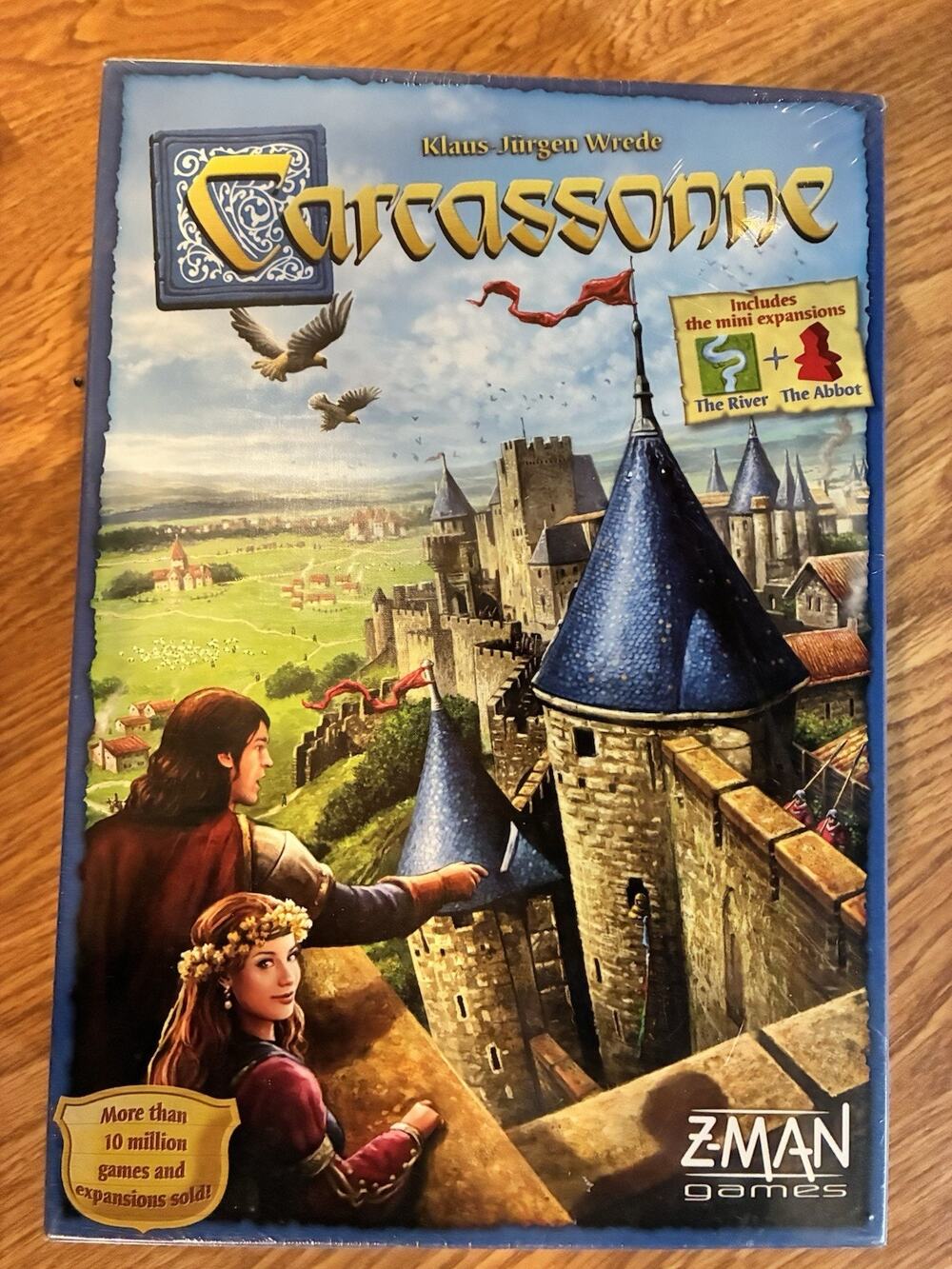 Carcassonne Board Game Z-Man Games 2014‎ Edition with The River & The Abbot New